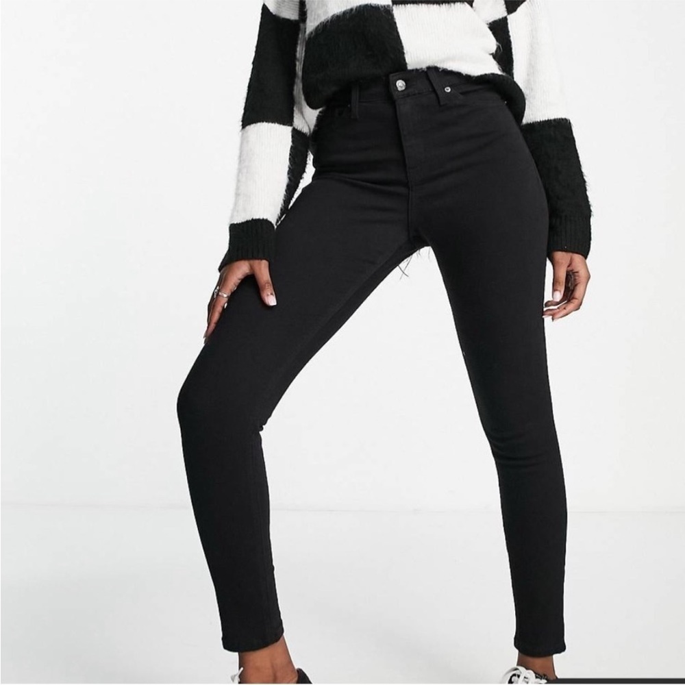 Topshop Leigh jeans in black Stretchy comfy Size 26 Asos - Picture 2 of 12